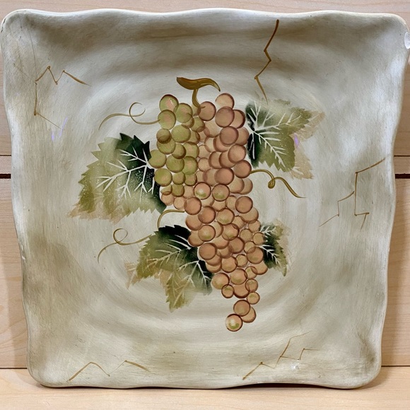 Vintage Tabletops Gallery Cabernet Plate 11" Dinner Square Grapes - Set of 3 - Picture 4 of 10